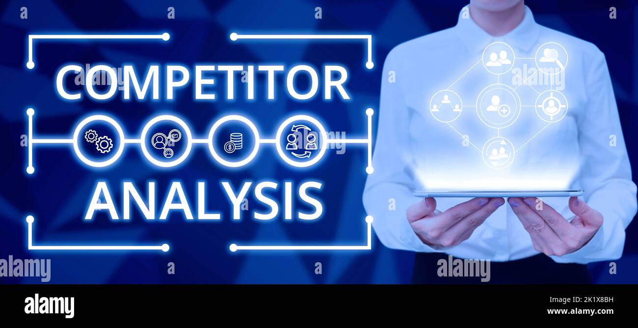 Segno di scrittura a mano concorrente AnalysisDetermine la debolezza di forza del mercato competitivo. Il concetto di affari determina la debolezza di resistenza di Foto Stock