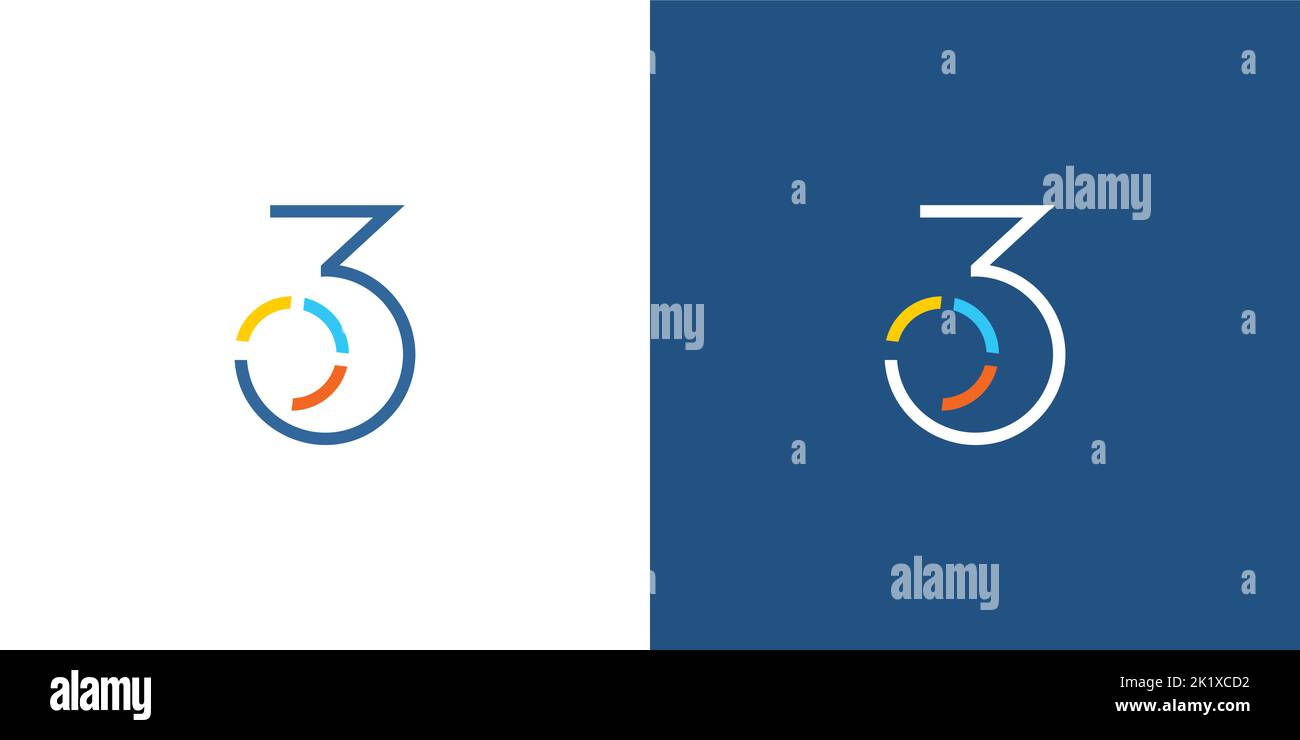 Design moderno e unico con logo numero 03 Illustrazione Vettoriale