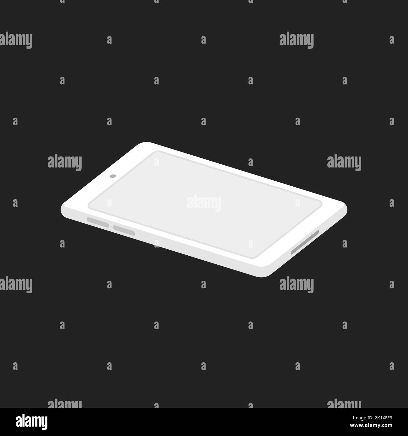 smartphone isometrico 3d. Illustrazione del vettore piatto isolata su sfondo scuro. Illustrazione Vettoriale