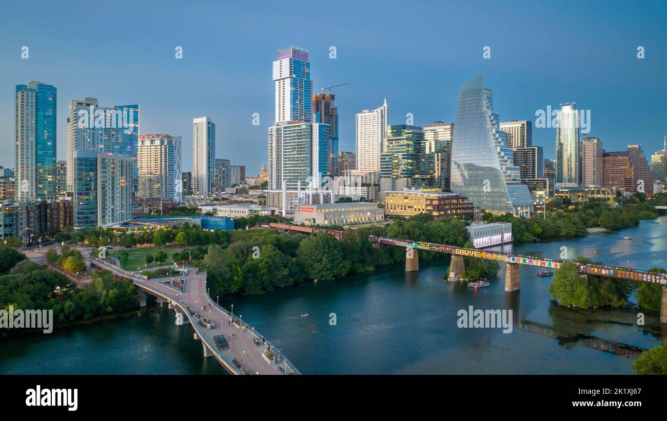 Un'immagine panoramica del centro di Austin in Texas, USA Foto Stock