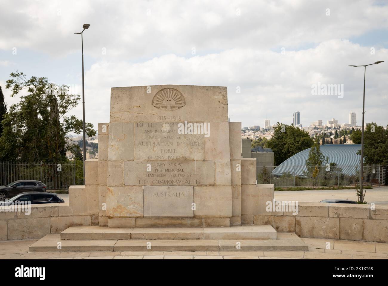 Il memoriale della forza australiana accanto al cimitero di guerra britannico, Gerusalemme, Israele. Foto Stock