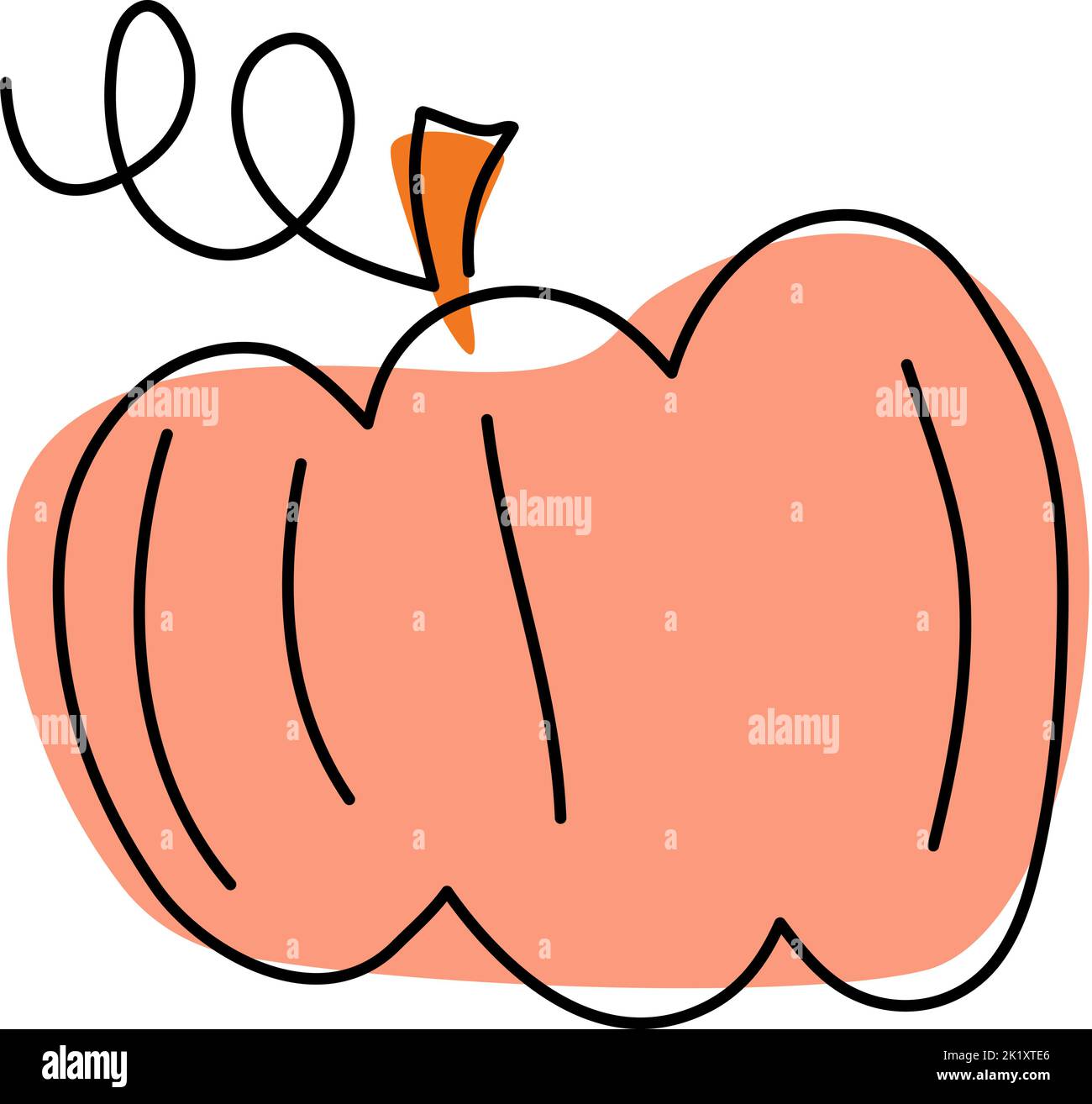 Colorful vettore autunno zucca doodle per il giorno del Ringraziamento. Festa della raccolta di verdure il 31 ottobre. Illustrazione semplice disegnata a mano Illustrazione Vettoriale