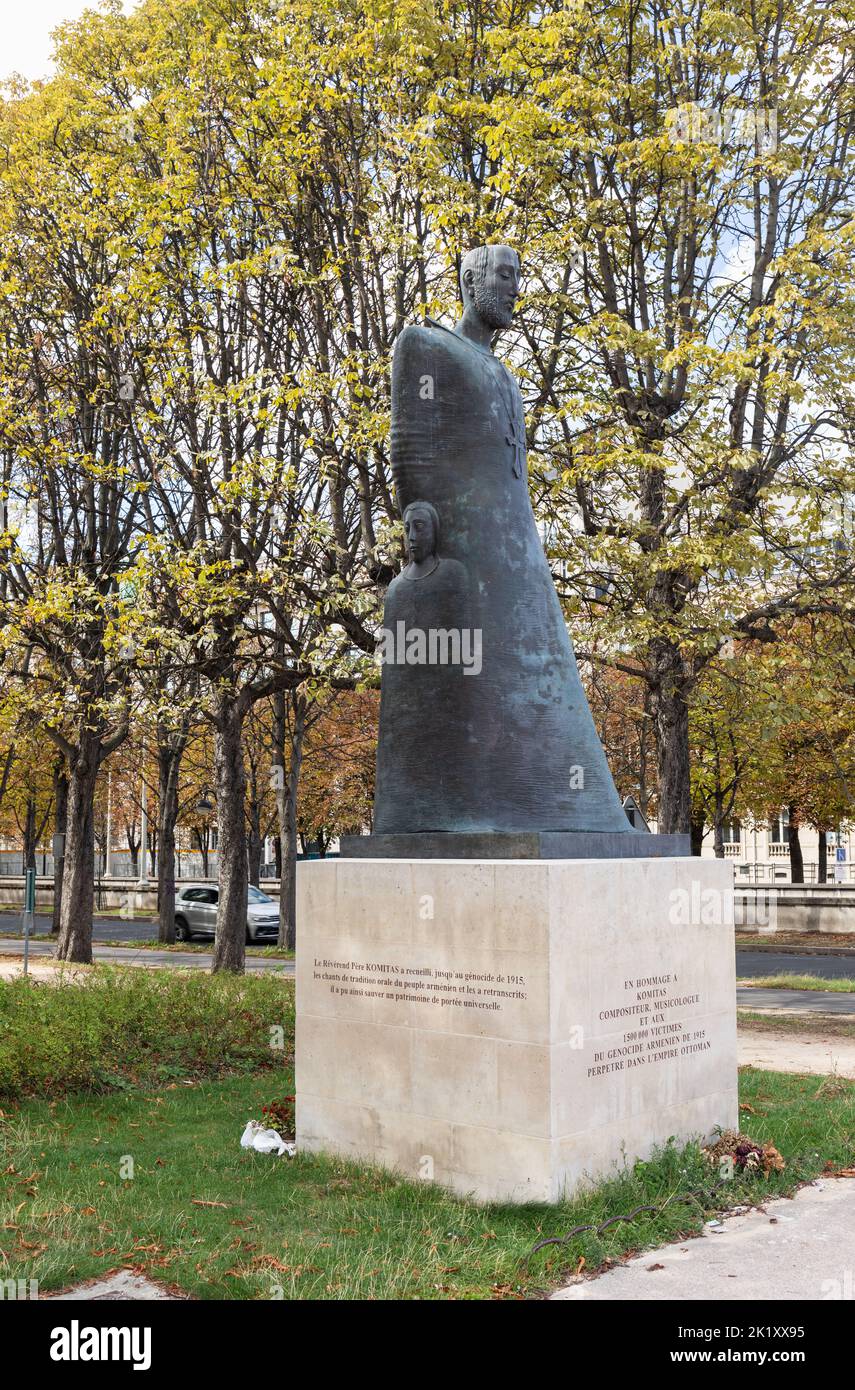 Monumento di Komitas e monumento al genocidio armeno, Jardin d'Erevan, Parigi, Francia, francese Foto Stock