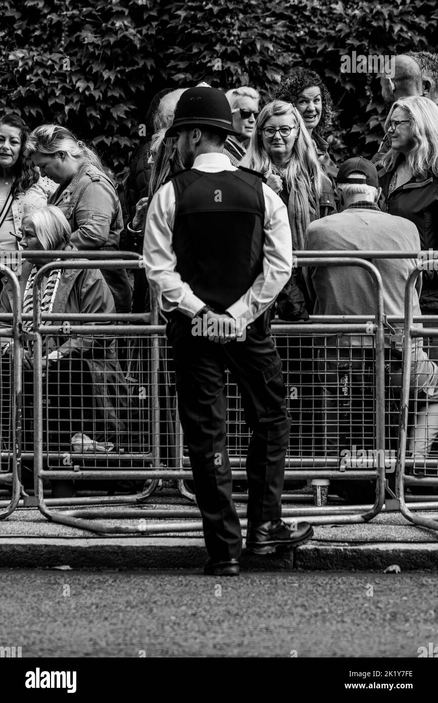 Londra lungo il Mall durante il funerale della Regina Elisabetta II Foto Stock