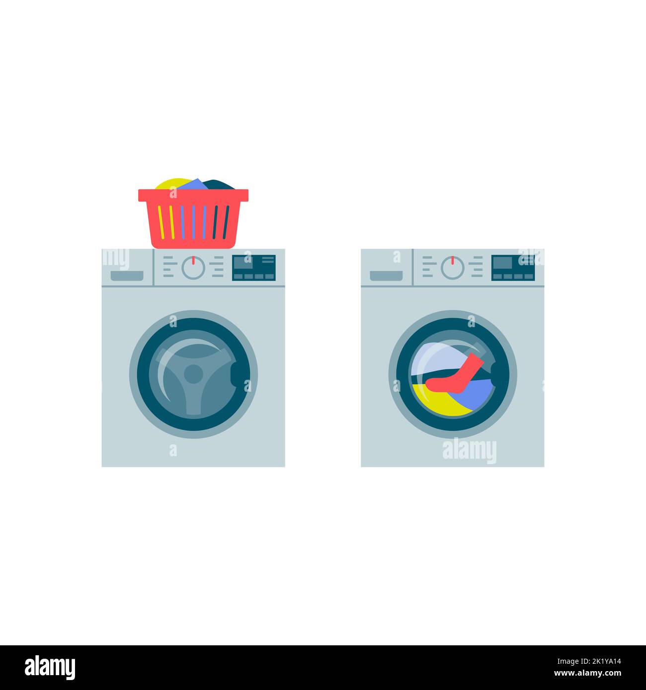 Lavatrice lavanderia su sfondo bianco, concetto di elettrodomestici Illustrazione Vettoriale