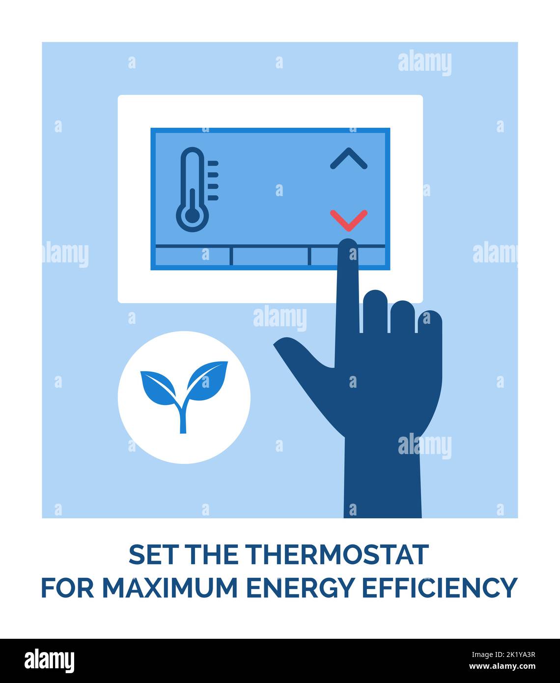 Stile di vita ecocompatibile: Impostare il termostato per la massima efficienza energetica Illustrazione Vettoriale
