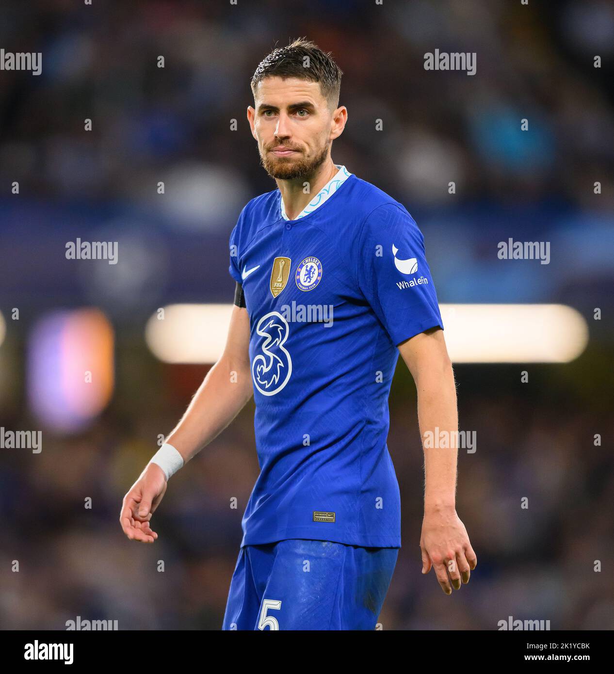 14 set 2022 - Chelsea contro RB Salzburg - UEFA Champions League - Gruppo e - Stamford Bridge Jorginho di Chelsea durante la partita della Champions League a Stamford Bridge. Foto : Mark Pain / Alamy Live News Foto Stock