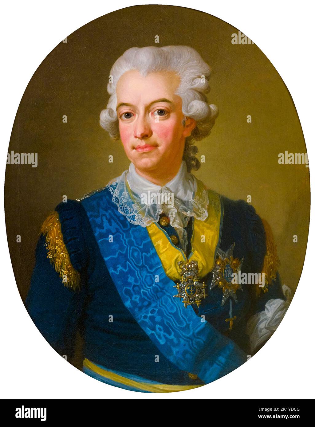Re Gustav III di Svezia (1746-1792), ritratto dipinto ad olio di Lorens Pasch il giovane, prima del 1799 Foto Stock