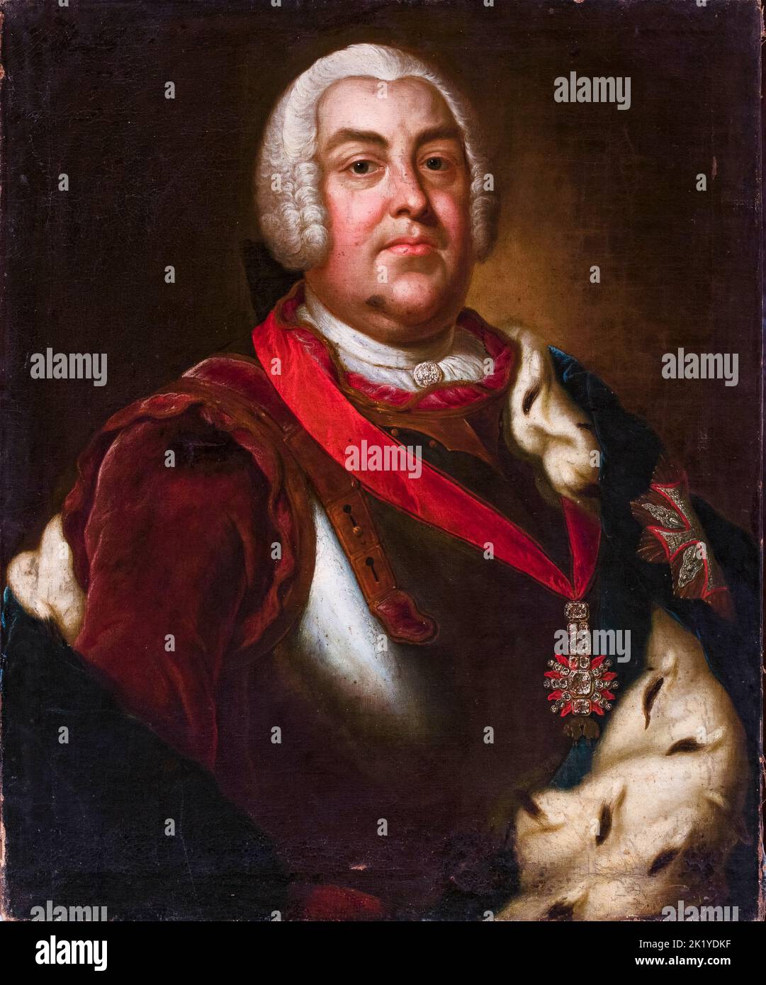 Augusto III (1696-1763), Re di Polonia, Granduca di Lituania (1733-1763), Elettore di Sassonia nel Sacro Romano Impero (noto come Federico Augusto II), ritratto dipinto ad olio su tela di Christian Benjamin Müller, 1748 Foto Stock