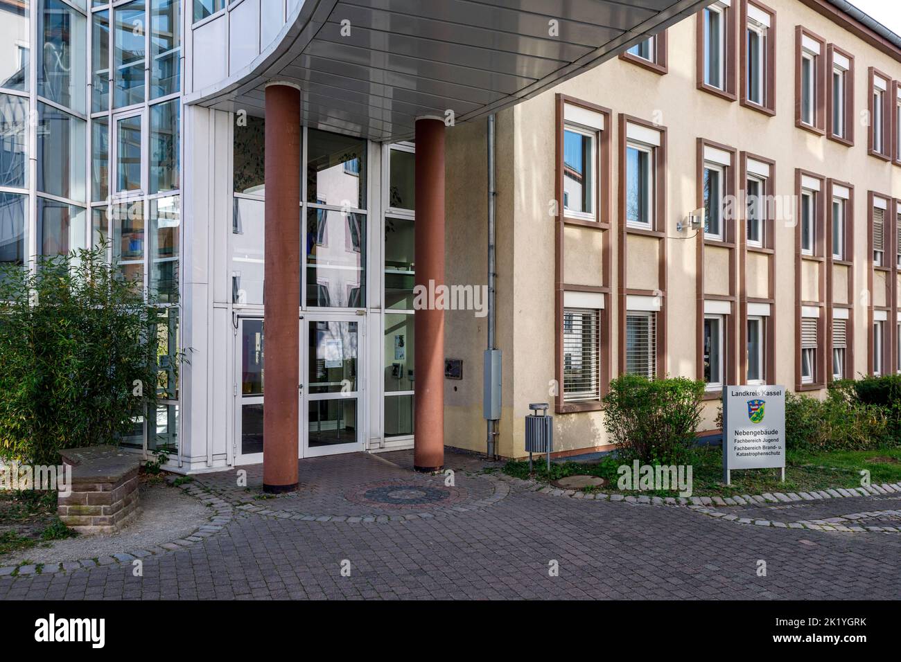 Distretto Kreishaus di Kassel, dipartimento della gioventù e dipartimento della gestione di incendi e disastri Foto Stock