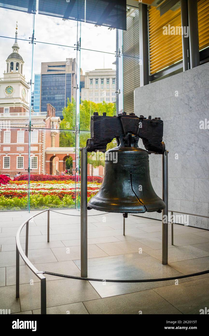 Una campana commemorativa ben preservata in Pennsylvania, Philadelphia Foto Stock