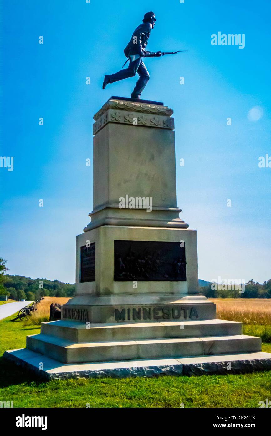Il monumento del Minnesota del 1st a Gettysburg, Pennsylvania Foto Stock