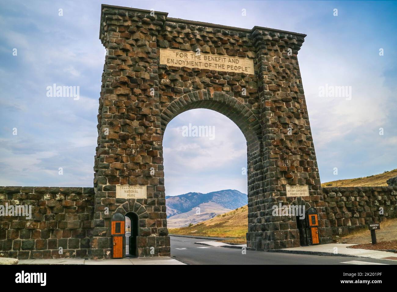 Un bugnato di arco trionfale nel Parco Nazionale di Yellowstone, Wyoming Foto Stock