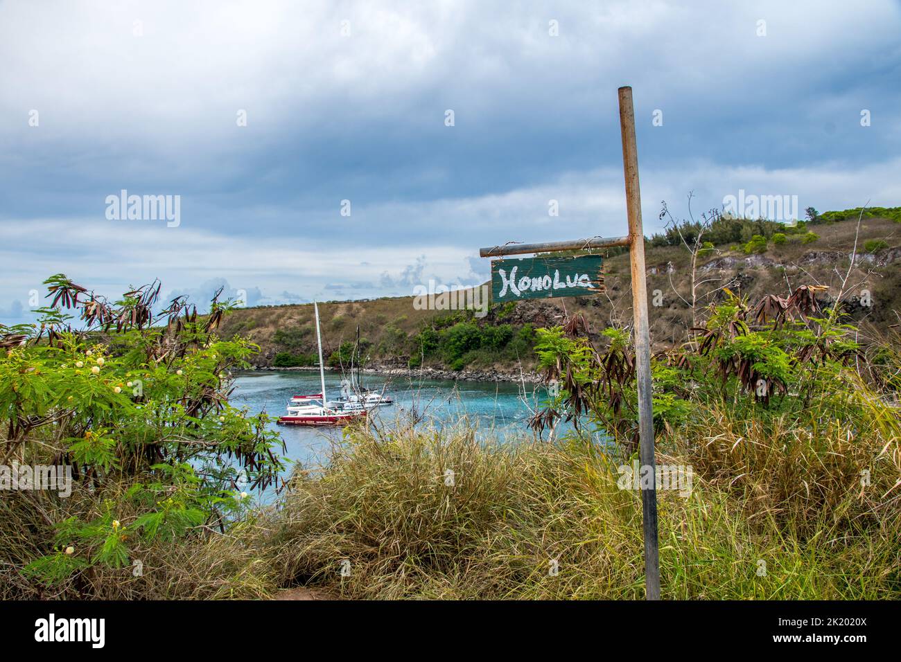 Una strada di entrata che va a Honolua, Hawaii Foto Stock