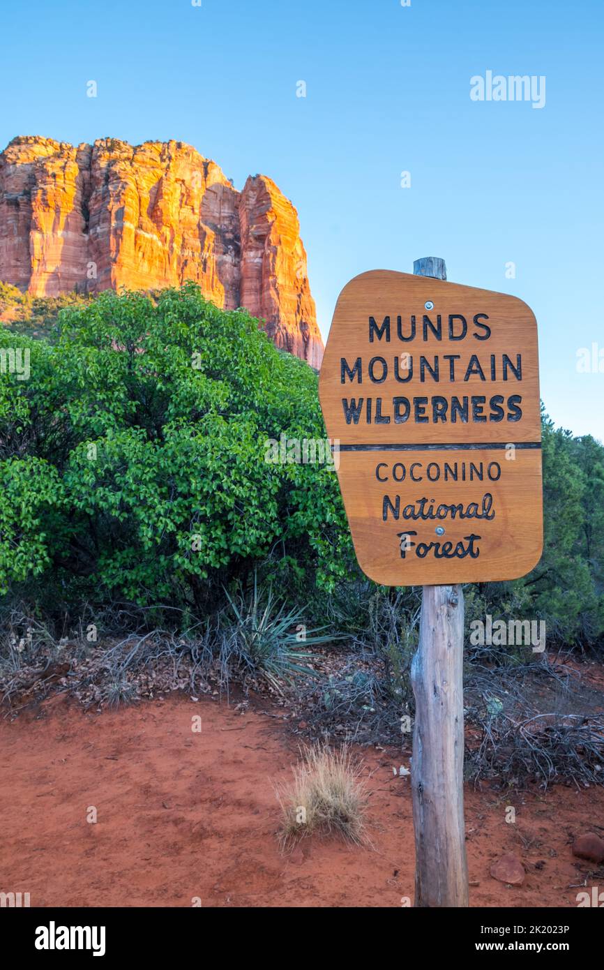 Una strada d'ingresso che porta alla Coconino National Forest, Arizona Foto Stock