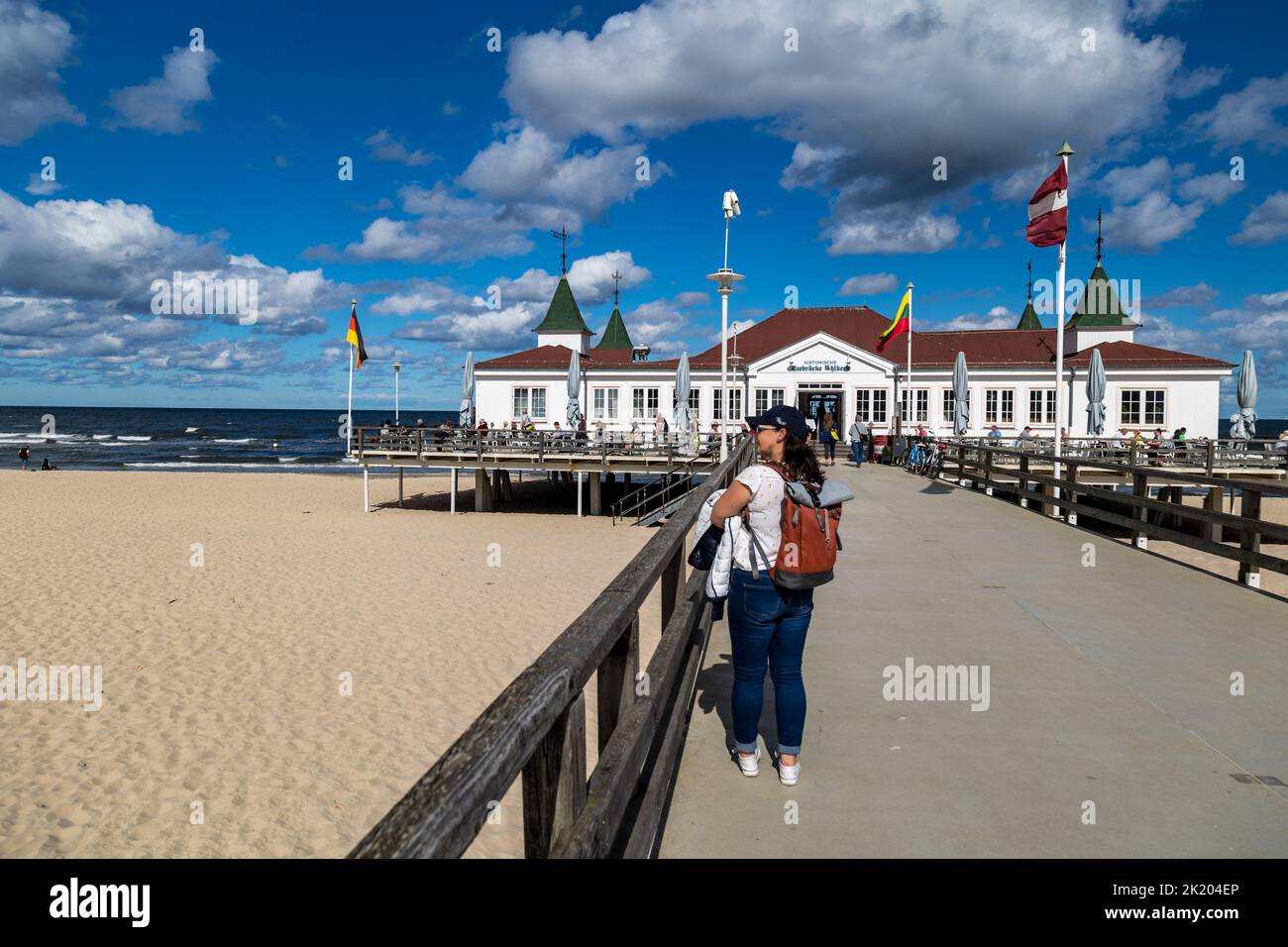 Storico mare pause dalla stazione balneare di Ahlbeck Foto Stock