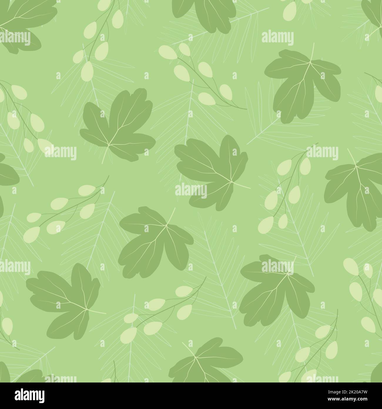 Elegante motivo floreale senza cuciture. Rami artistici di foglie. Texture di ripetizione del fogliame. Sfondo per la stampa superficiale Illustrazione Vettoriale