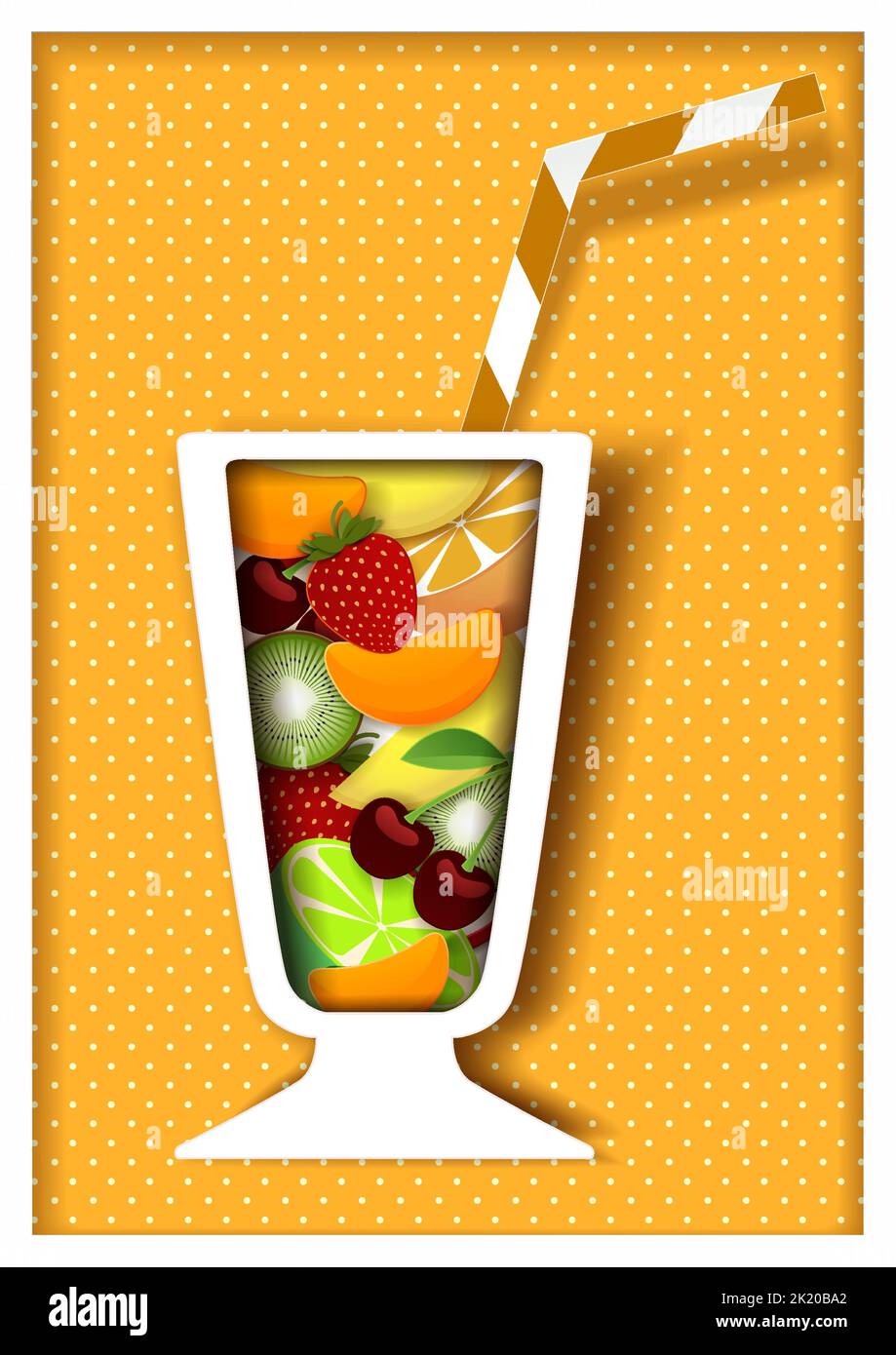 Modello di poster tagliato in carta vettoriale per cocktail Illustrazione Vettoriale