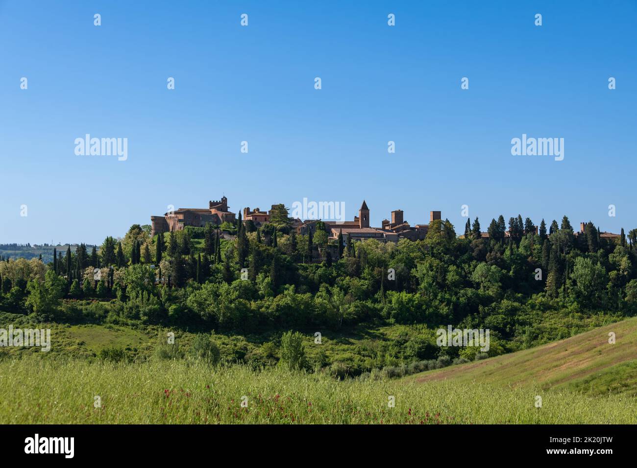 Skyline dell'Antica Certaldo - la città natale di Boccaccio Foto Stock