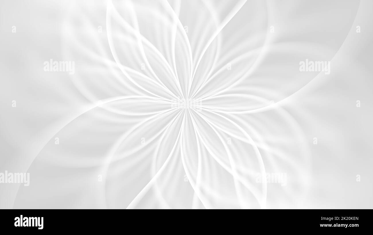 Bianco astratto fiore sfondo geometrico carta da parati. Elegante minimal sottile grigio chiaro ombra sacra geometria mandala o sfondo display. Foto Stock
