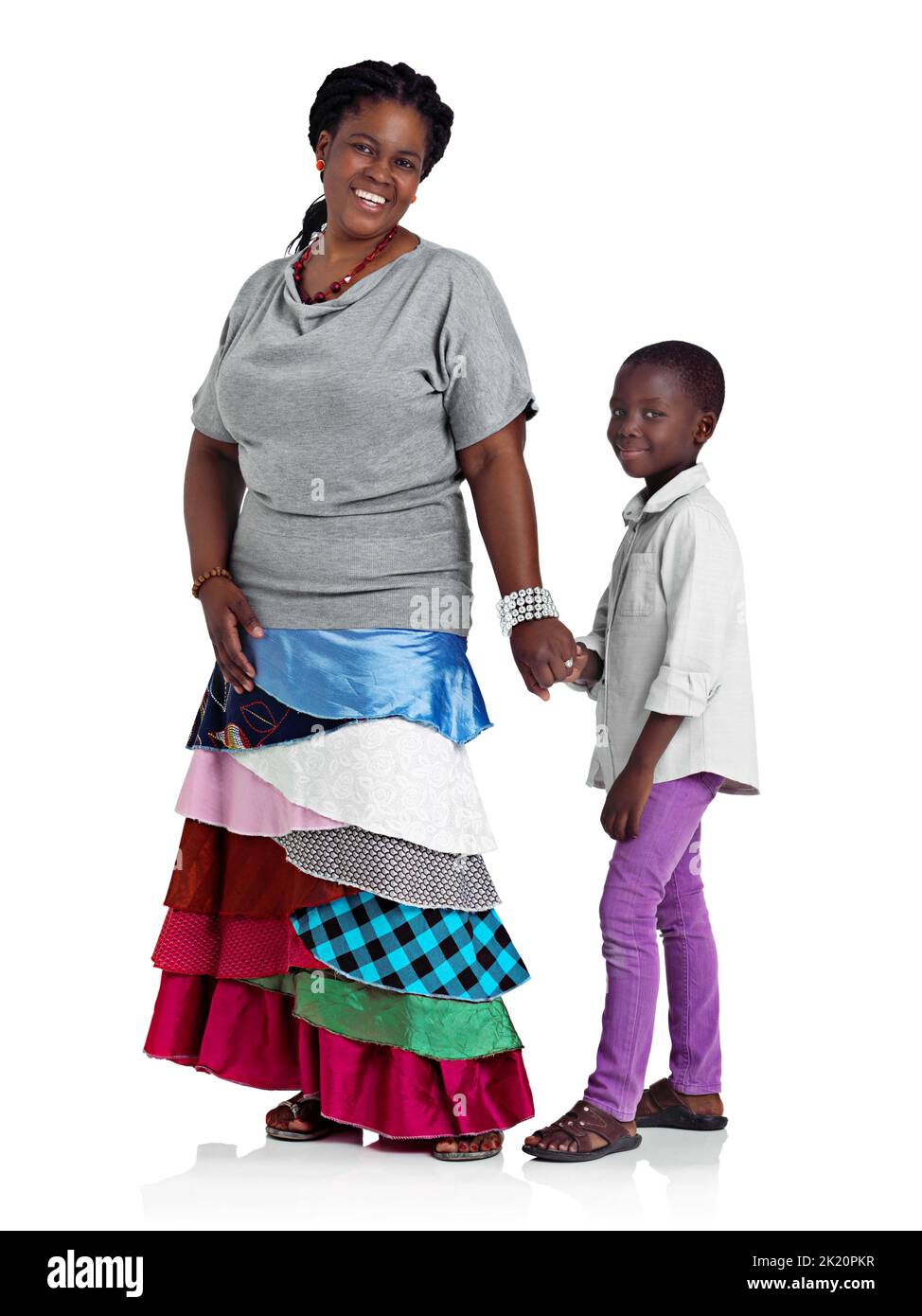 Un esempio positivo. Foto di studio di una donna africana e di sua figlia. Foto Stock