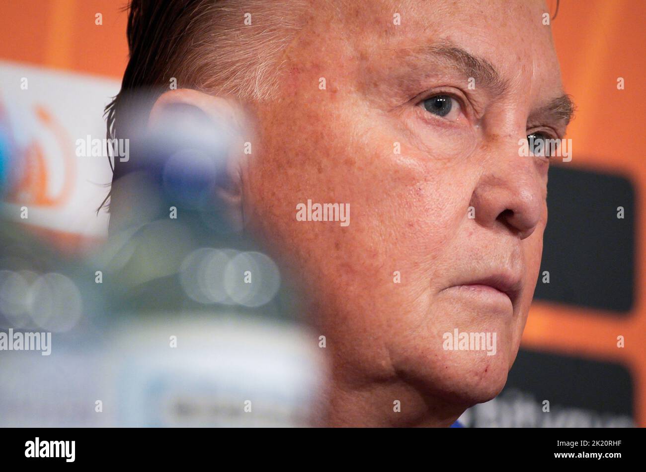 L'allenatore della nazionale di calcio olandese Louis van Gaal è stato visto durante una conferenza stampa a Varsavia, Polonia, il 21 settembre 2022. Foto Stock
