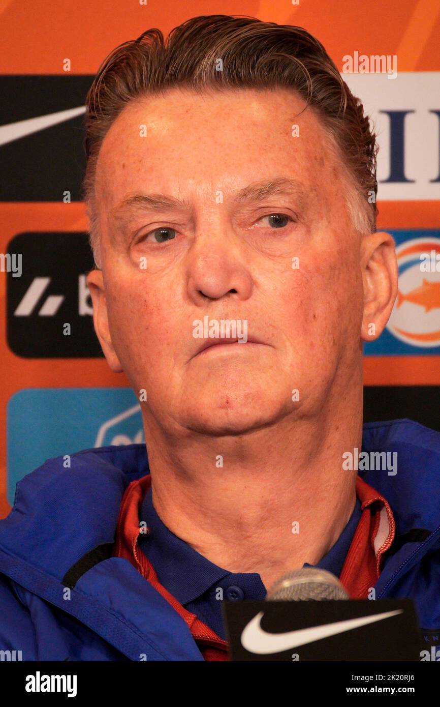 L'allenatore della nazionale di calcio olandese Louis van Gaal è stato visto durante una conferenza stampa a Varsavia, Polonia, il 21 settembre 2022. Foto Stock