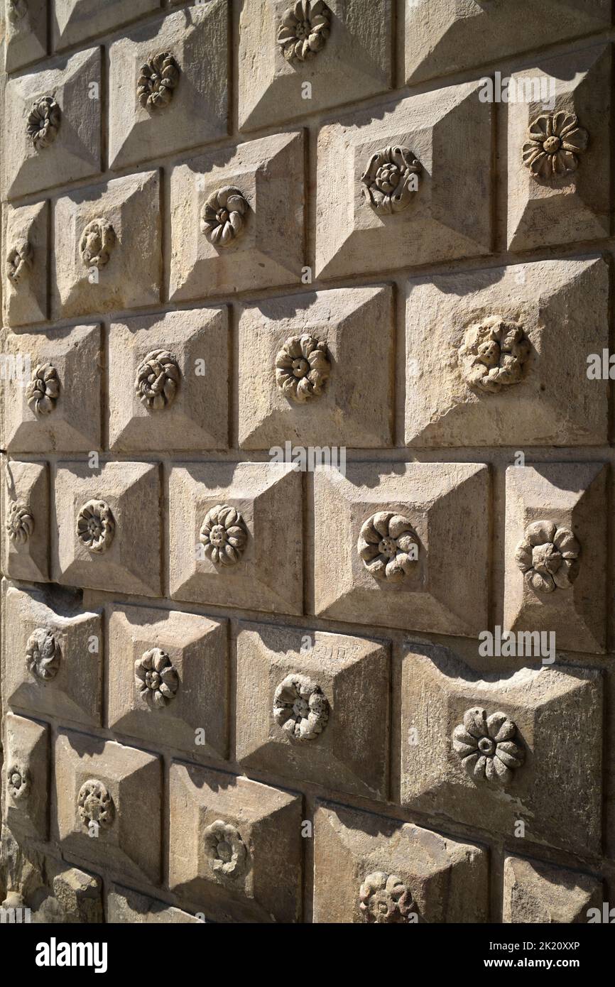 Storico muro della Rosetta Deatail Piazza maggiore Bologna Italia Foto Stock