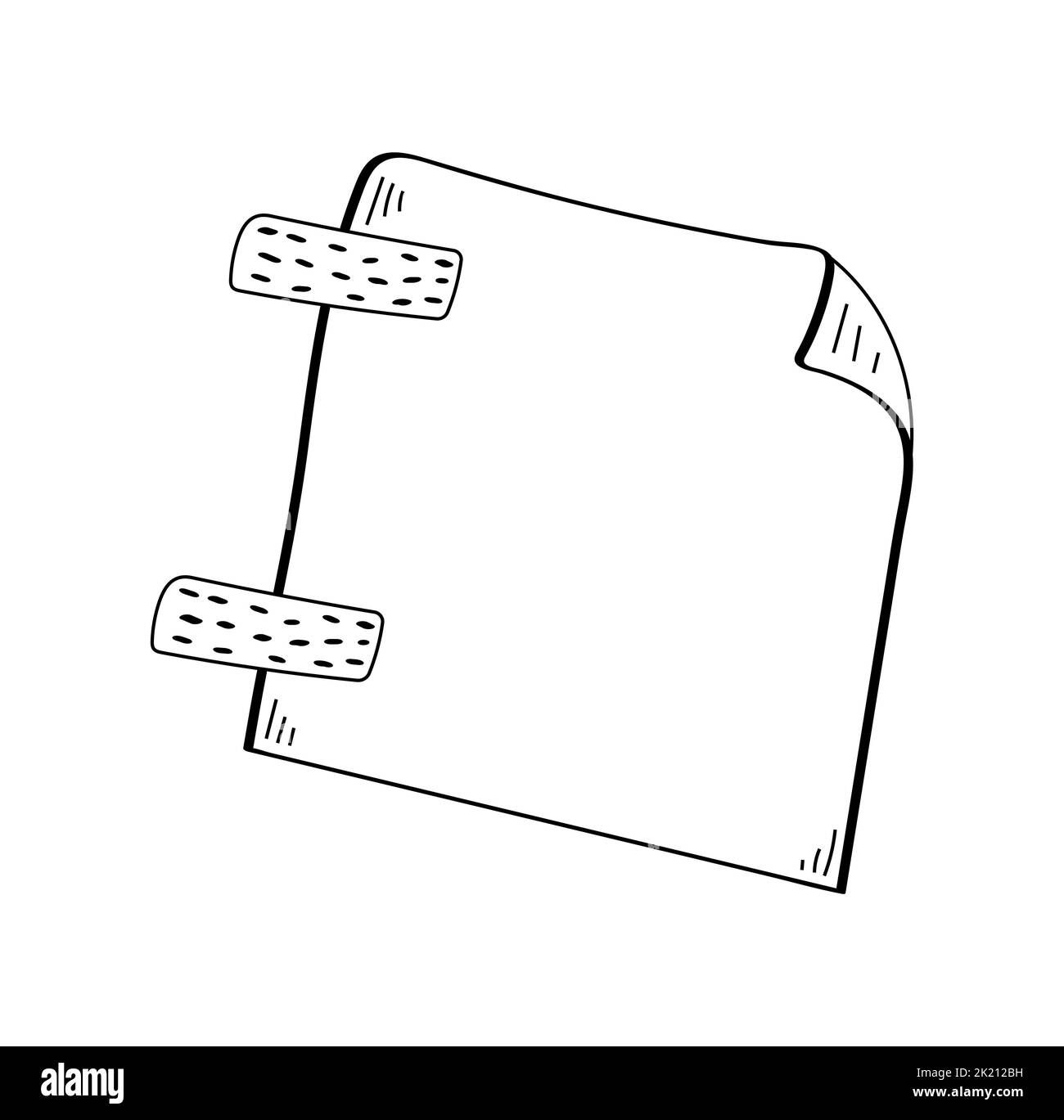 Foglio vuoto di carta in stile doodle. Illustrazione vettoriale degli stitker di schizzo per le note. Elenco di controllo Doodle Illustrazione Vettoriale