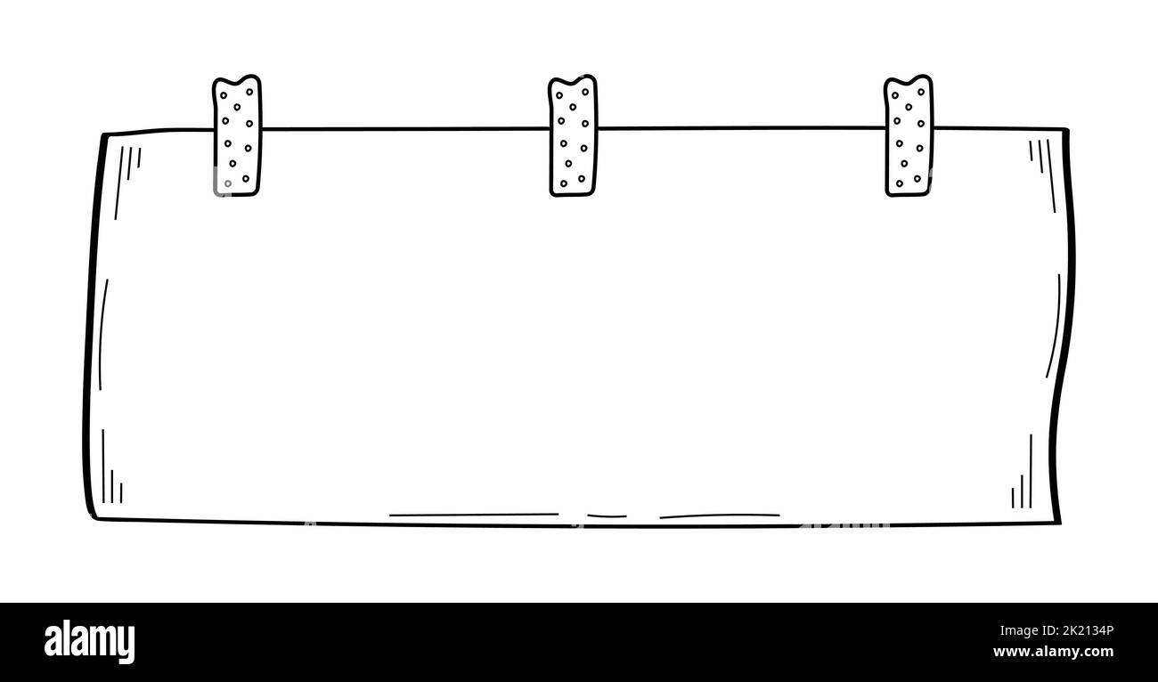 Foglio vuoto di carta in stile doodle. Illustrazione vettoriale degli stitker di schizzo per le note. Elenco di controllo Doodle Illustrazione Vettoriale