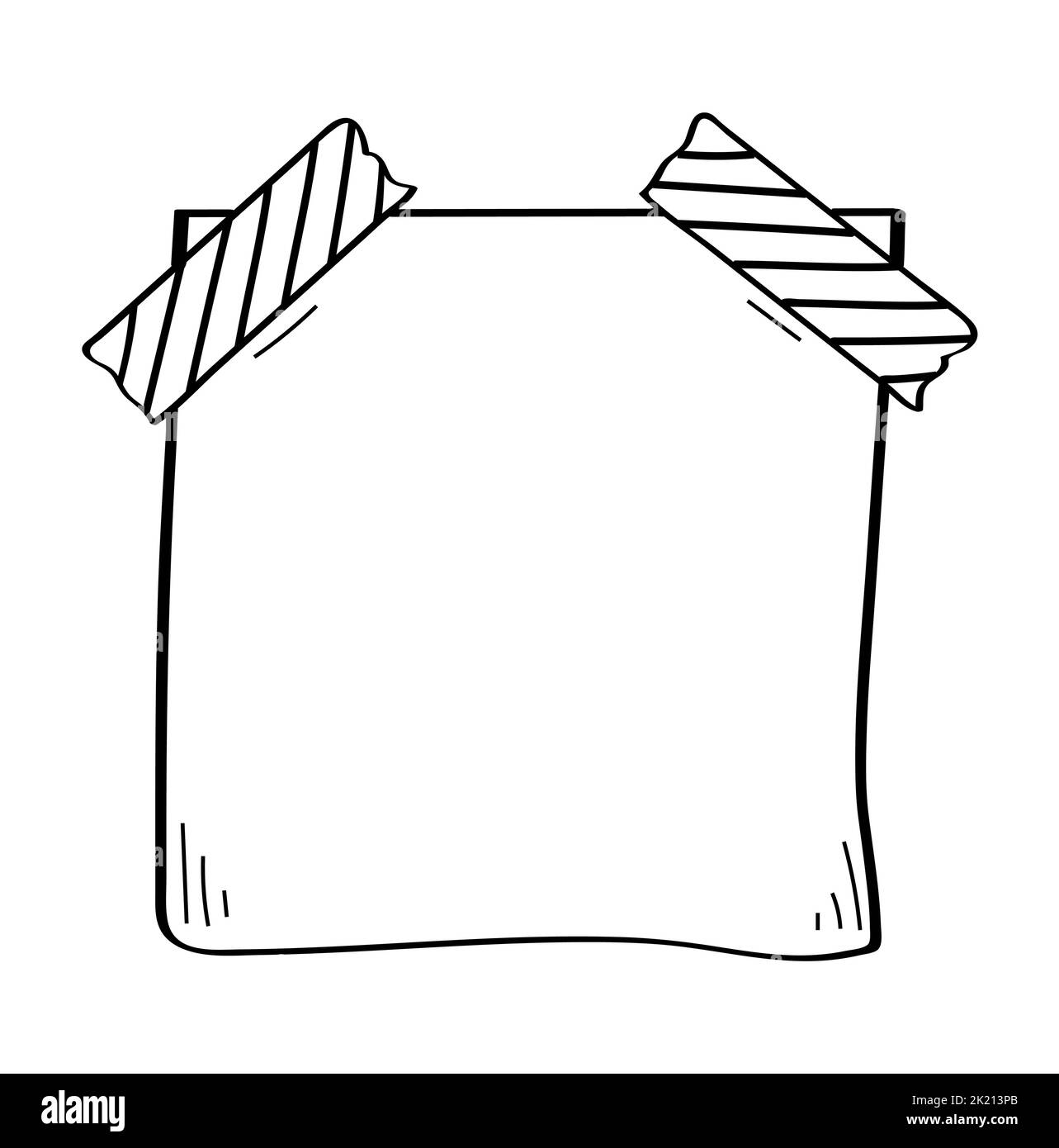 Foglio vuoto di carta in stile doodle. Illustrazione vettoriale degli stitker di schizzo per le note. Elenco di controllo Doodle Illustrazione Vettoriale