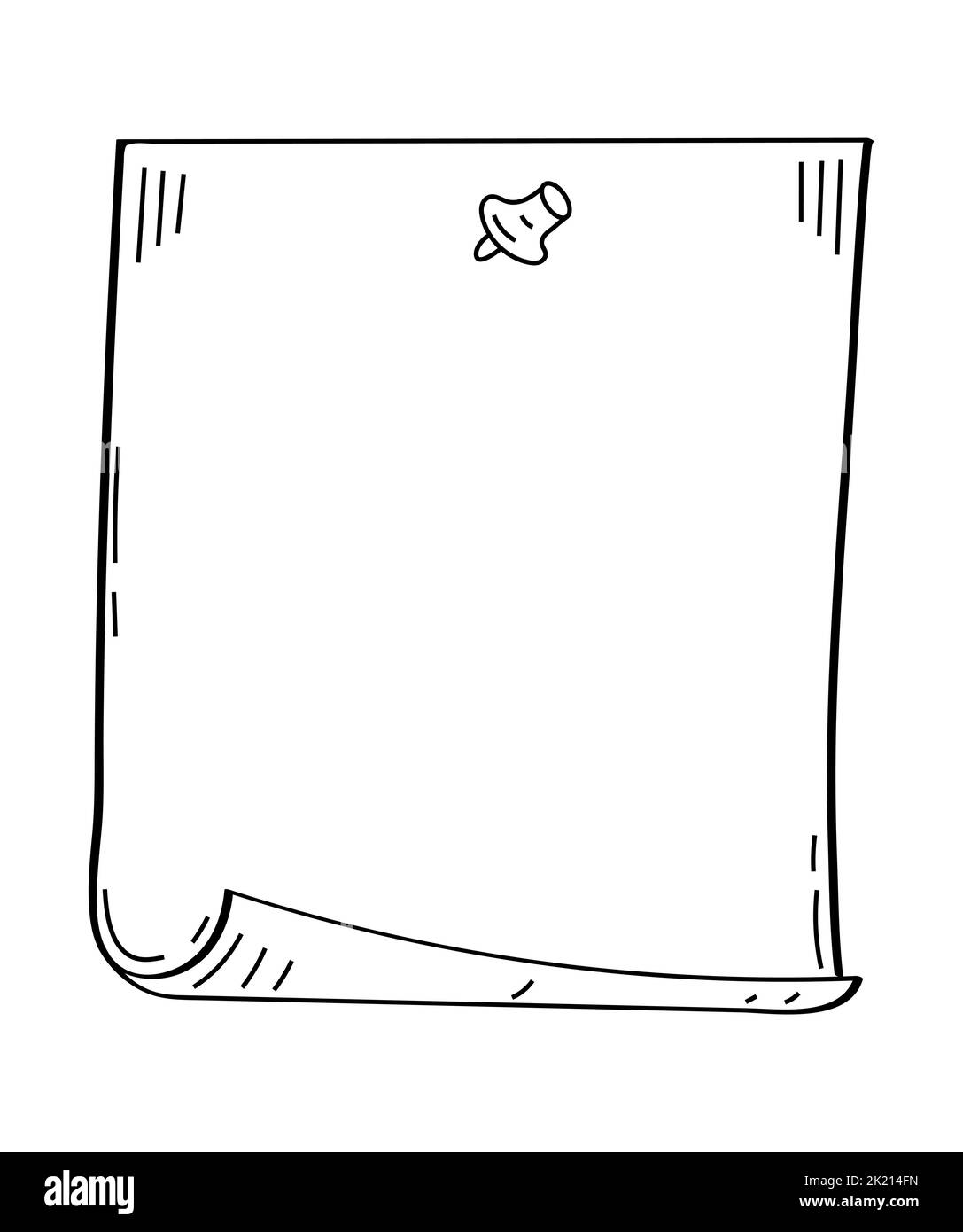 Foglio vuoto di carta in stile doodle. Illustrazione vettoriale degli stitker di schizzo per le note. Elenco di controllo Doodle Illustrazione Vettoriale