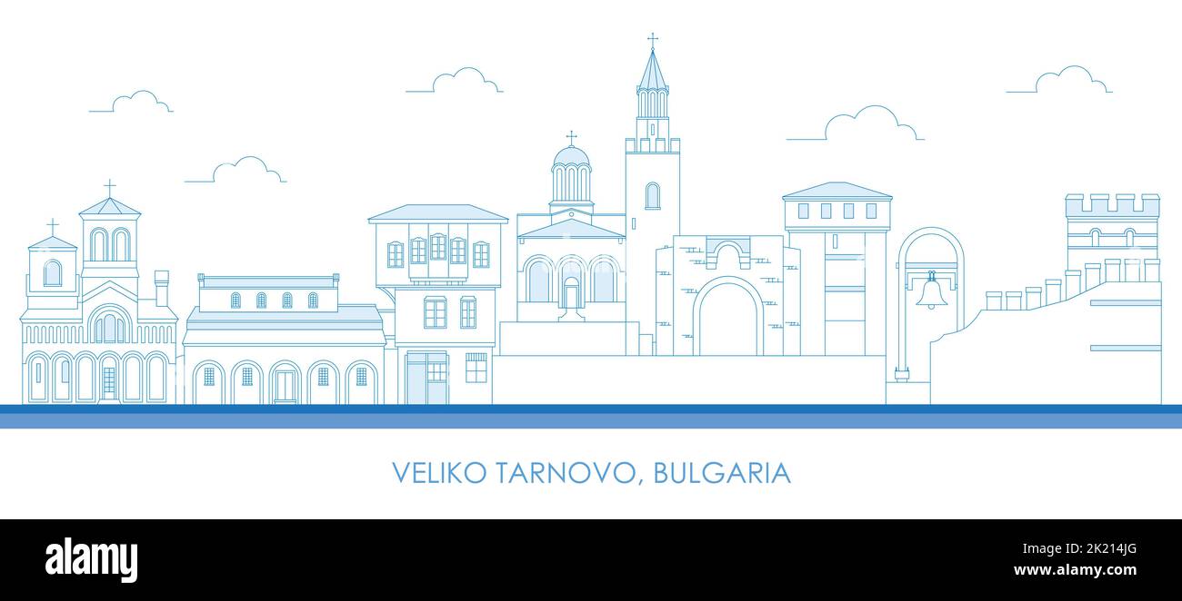 Contorno panorama della città di Veliko Tarnovo, Bulgaria - illustrazione vettoriale Illustrazione Vettoriale