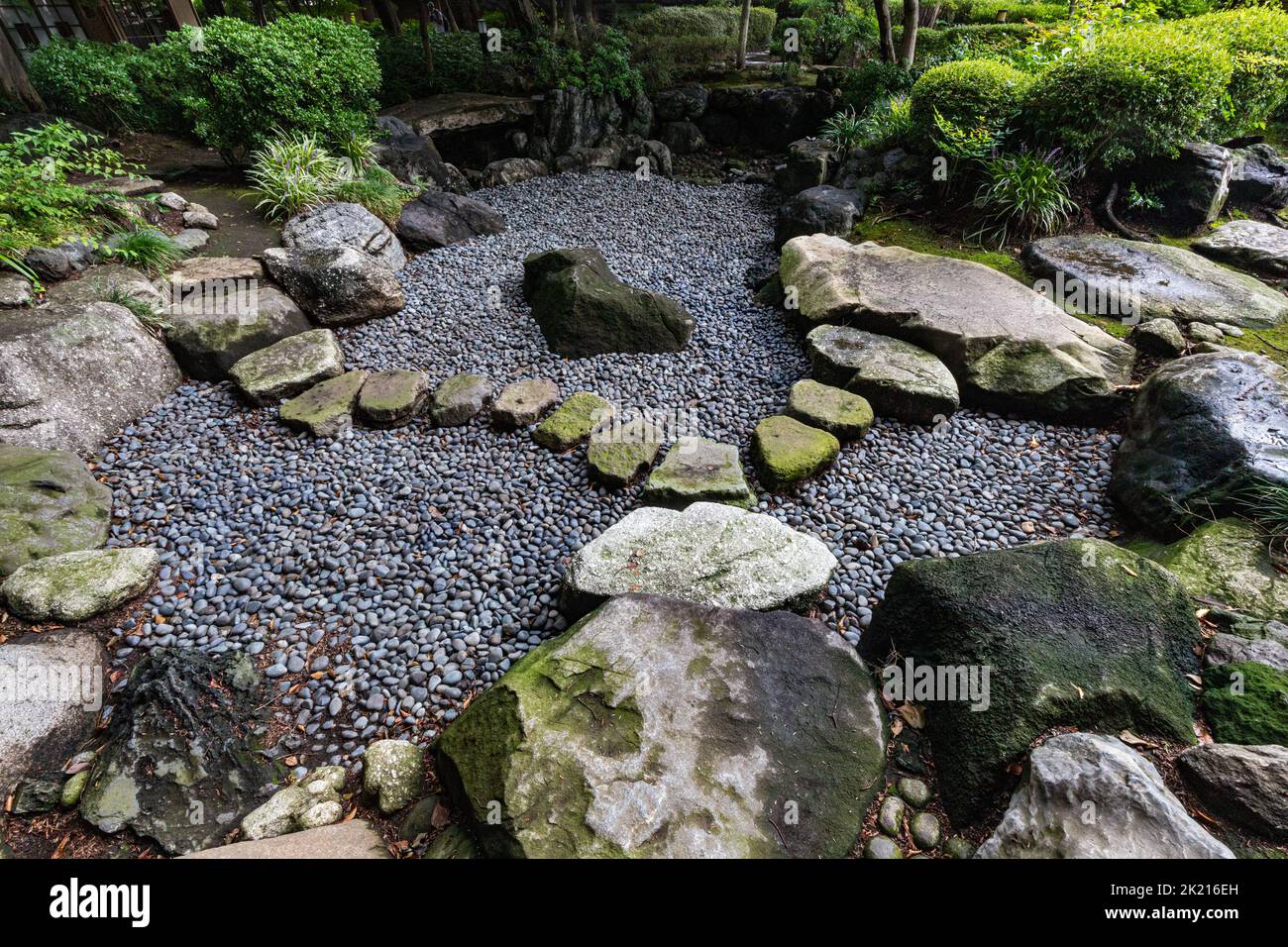 Kikusuien è un moderno giardino giapponese che è stato creato dal periodo Meiji al periodo Taisho - elencato come uno dei tre grandi giardini di Kanuma Foto Stock