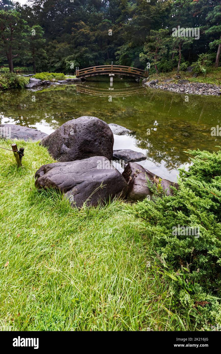 Il parco centrale di Tochigi è stato progettato dall'architetto paesaggista Kunie Ito che ha anche sviluppato il parco Kitanomaru e il parco nazionale Showa Memorial a Tokyo. La e Foto Stock