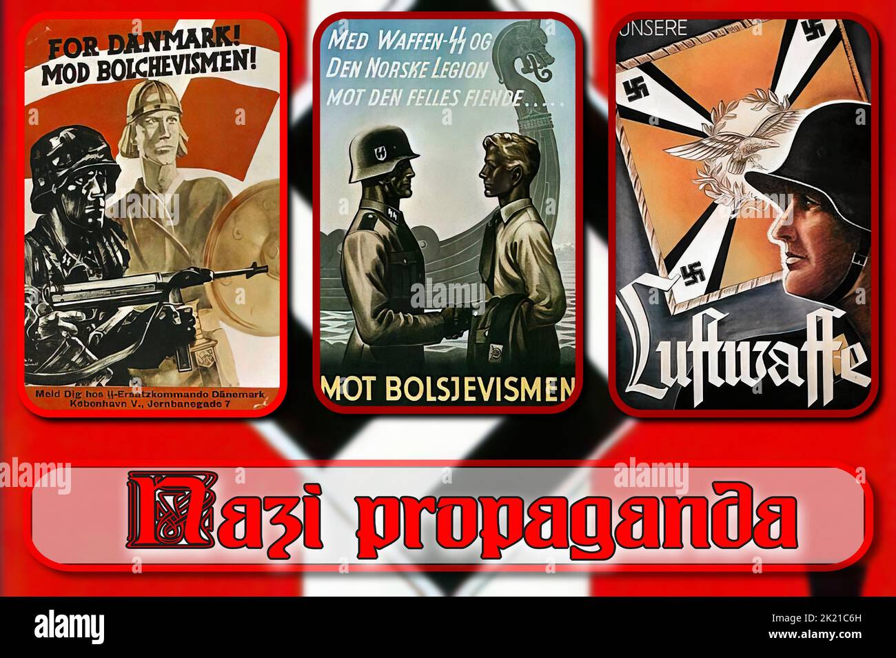 Poster di propaganda nazista stampati durante la seconda guerra mondiale Foto Stock