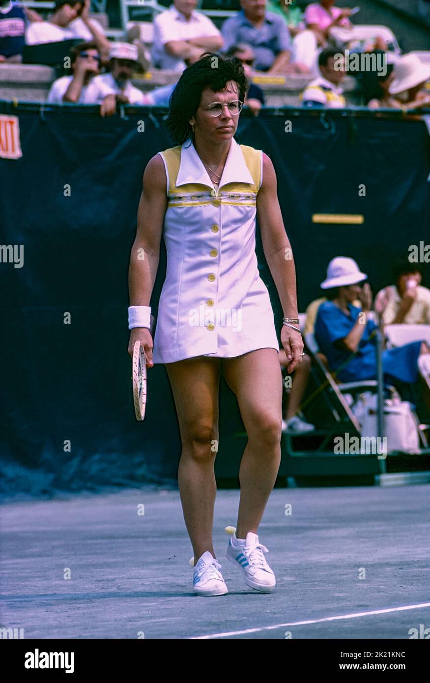 Billy Jean King all'US Open Tennis 1977 Foto Stock