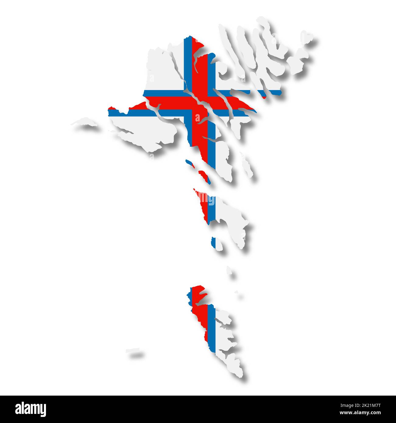 Mappa delle Isole Faroe su sfondo bianco con tracciato di ritaglio Foto Stock
