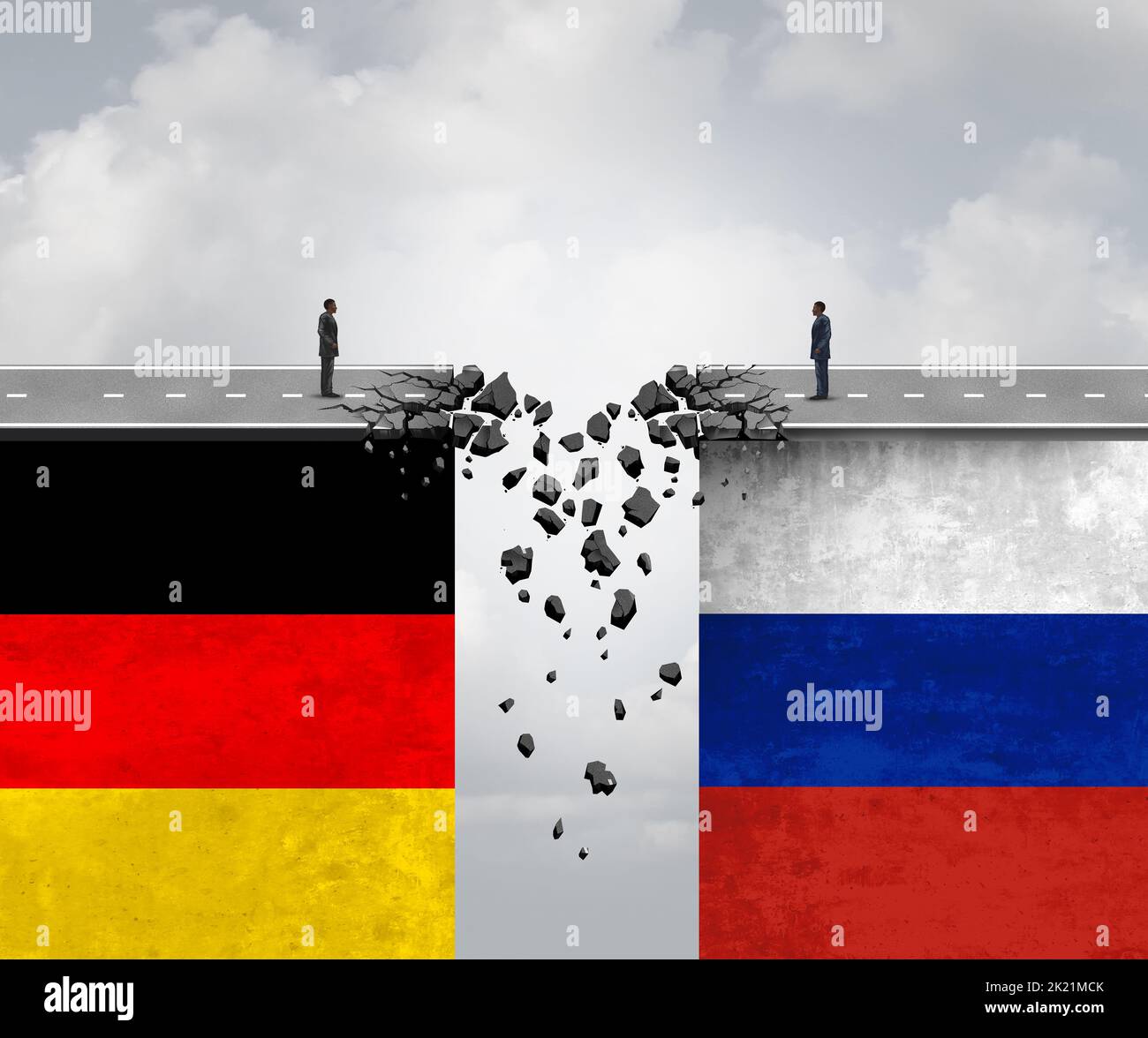 Germania e Russia le relazioni di crisi tra Mosca e Berlino si riducono come un concetto di sfida geopolitica e diplomatica come tedesco e russo. Foto Stock