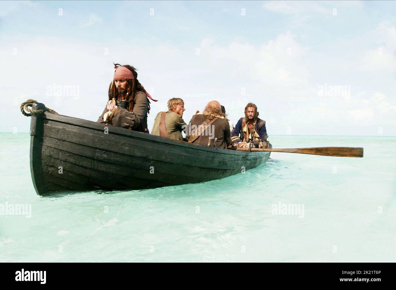 JOHNNY DEPP, MACKENZIE CROOK, LEE ARENBERG, JACK DAVENPORT, pirati dei Caraibi: forziere fantasma, 2006 Foto Stock