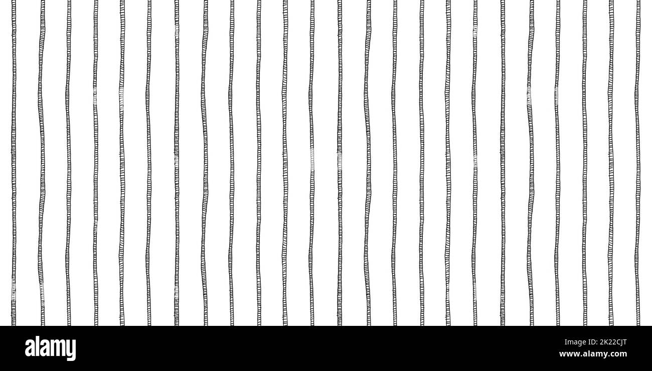 Penna e inchiostro scarabocchio strisce verticali senza cuciture motivo. Illustrazione di campitura disegnata a mano con motivo pinstripe. Dodle trendy Dash urb contemporaneo Foto Stock