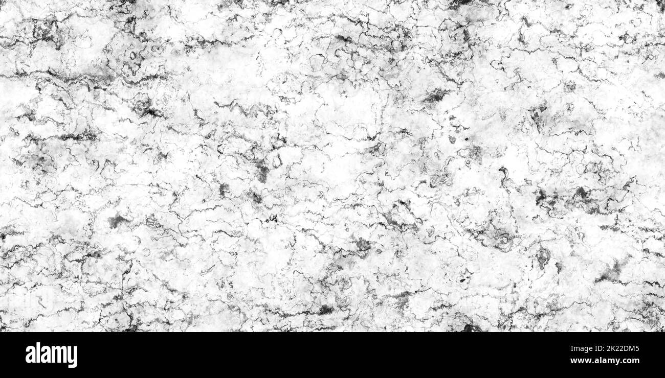 Texture di sfondo in marmo cartoon bianco, nero e grigio stilizzato senza cuciture. Cucina o bagno in pietra naturale muro, pavimento o piano. Un alto resolut Foto Stock