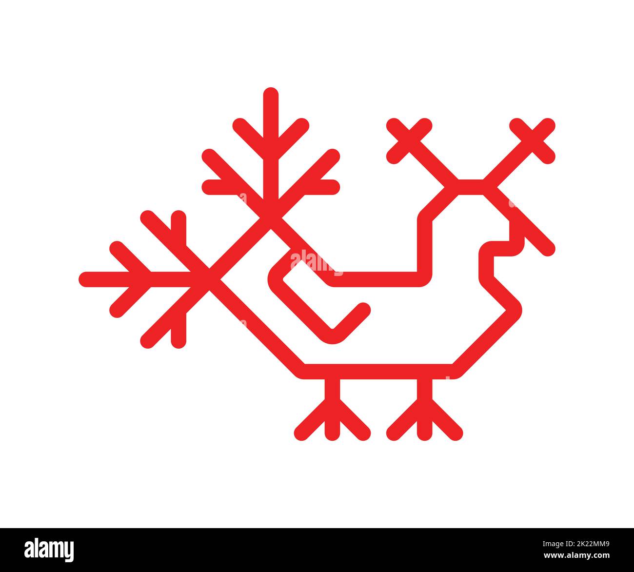 Concetto piatto isolato da vettore con simbolo rosso semplificato di uccello. La forma ornitomorfa è un elemento ornamentale nativo della popolazione di Karelia e Finlandia. Deco Illustrazione Vettoriale Concetto piatto isolato da vettore con simbolo rosso semplificato di uccello. La forma ornitomorfa è un elemento ornamentale nativo della popolazione di Karelia e Finlandia. Deco Illustrazione Vettoriale