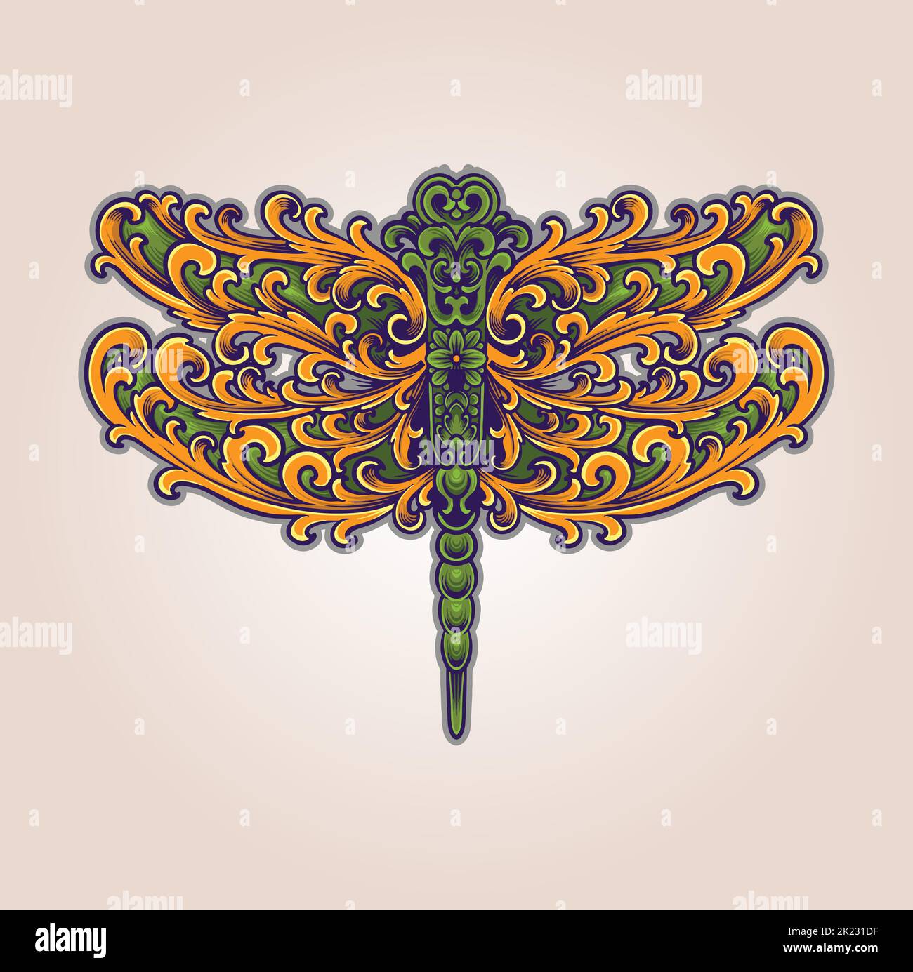 Illustrazioni vettoriali di lusso vintage dragonfly ornamento per il vostro logo di lavoro, t-shirt merchandise, adesivi e disegni di etichette, poster Illustrazione Vettoriale