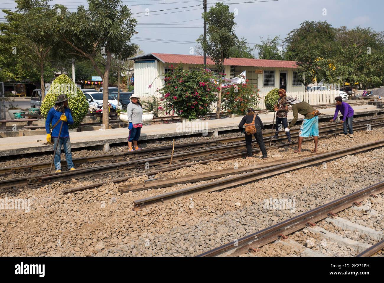 La stazione ferroviaria di Ayutthaya Thailandia Foto Stock