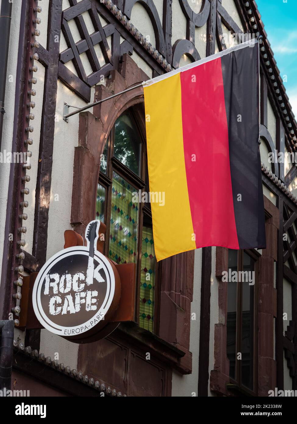 Rust, Germania - 1 settembre 2022: Rock cafe in Europa-Park, il più grande parco a tema della Germania, e il secondo parco a tema più popolare d'Europa Foto Stock