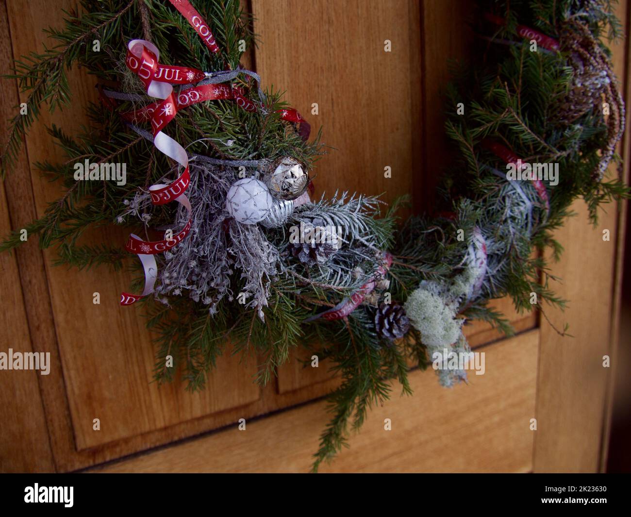 Decorazione di Natale, corona sul dormitorio Foto Stock