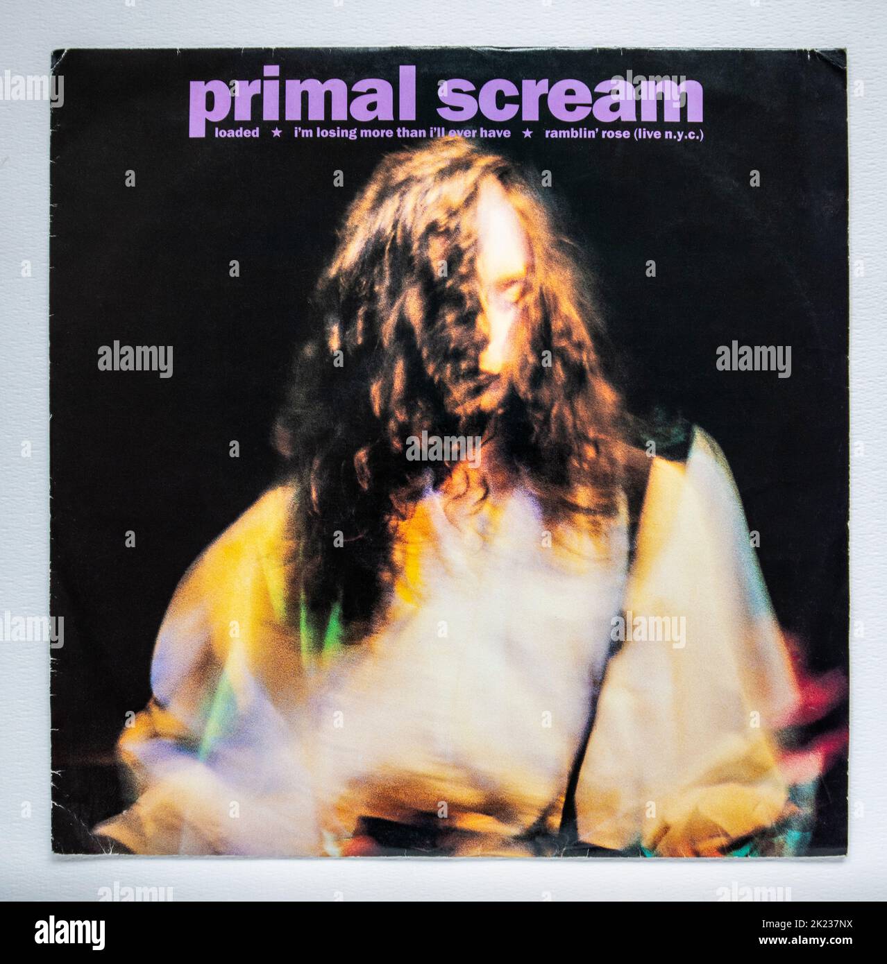 Copertina della versione singola da 12 pollici di Loaded by Primal Scream, rilasciata nel 1990. Foto Stock