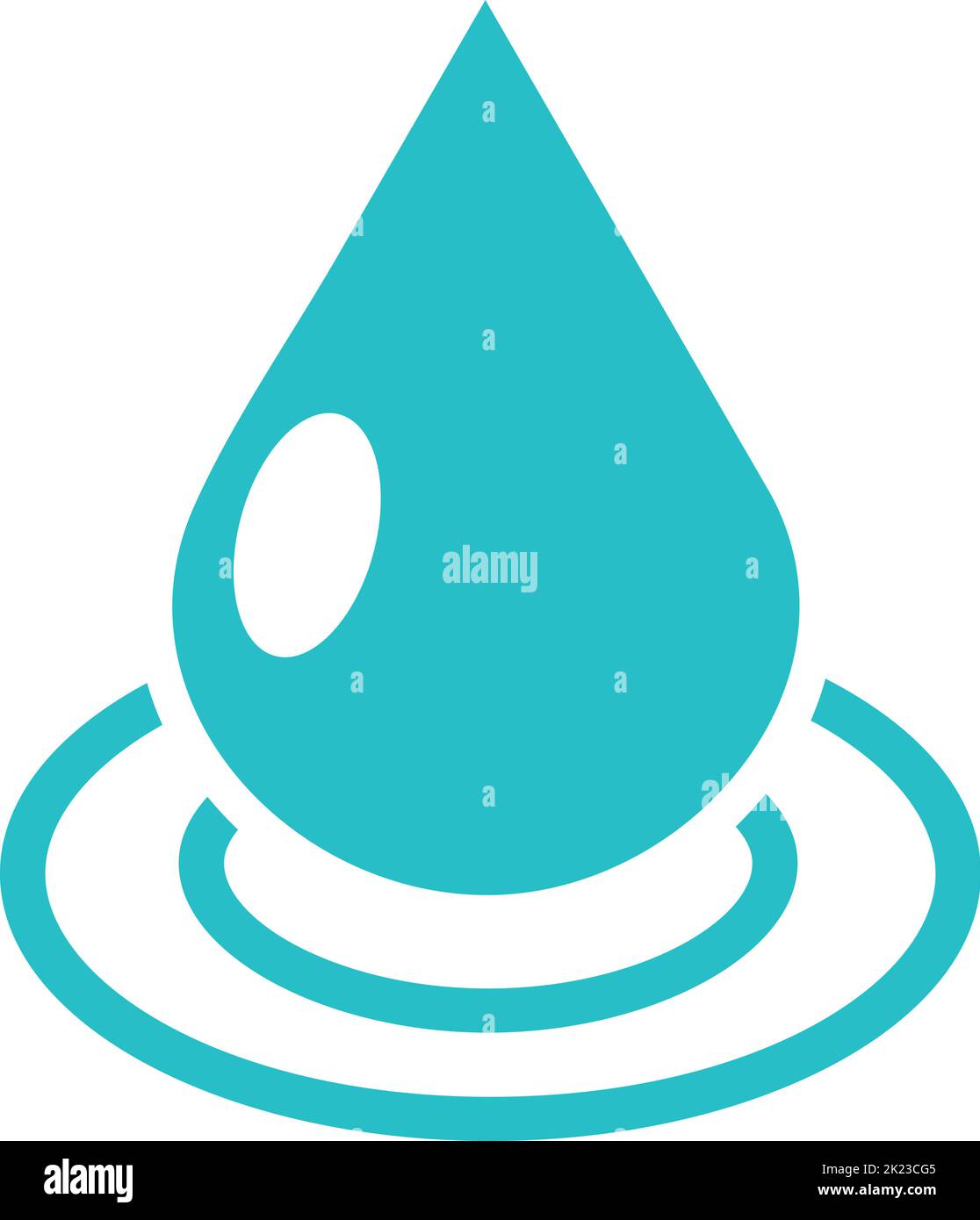 Goccia d'acqua con effetto cerchio ondulazione. Logo Blue Purity Illustrazione Vettoriale