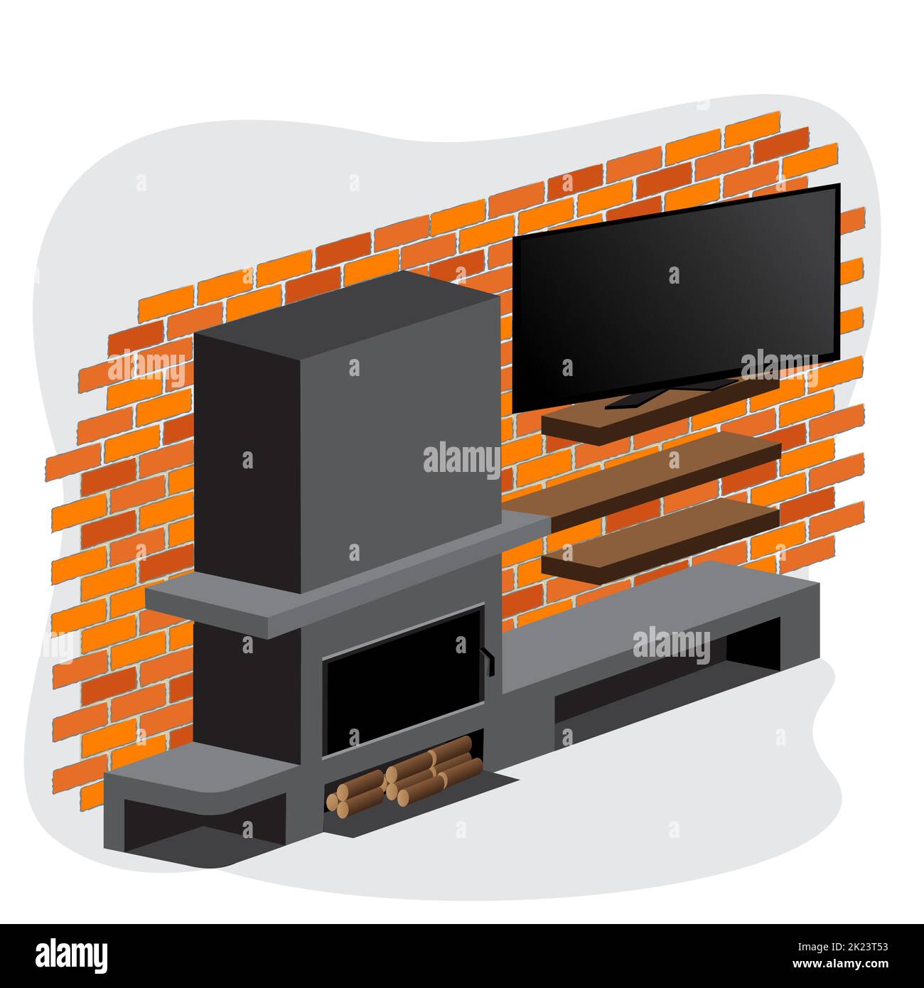 disegno isometrico del camino Illustrazione Vettoriale